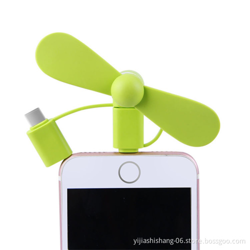 2021 Hot Promotion Gifts Portable 3 in 1 Mini USB Fan for Android Micro usb/Type C/iOS Phones